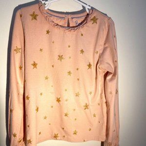 Boden Girls Starry Pink L/S Shirt - Size 6/7
